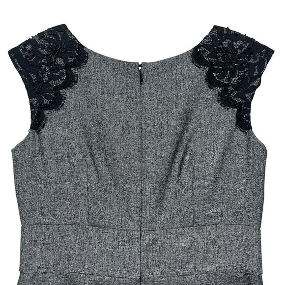 Eliza J Petite Sheath Dress Women's Heather Gray w/ Black Lace Beaded 6P - Picture 6 of 14